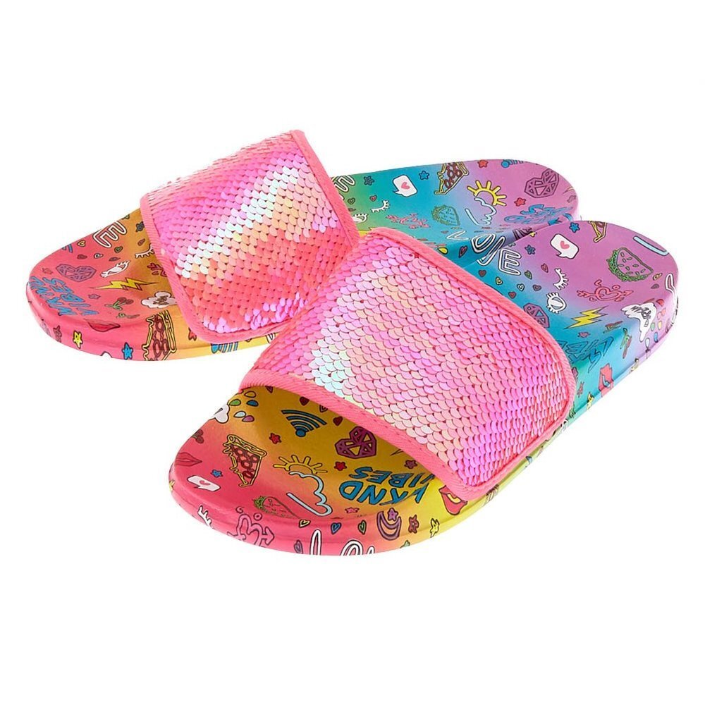 Sequin Doodle Slide Sandals - Pink
